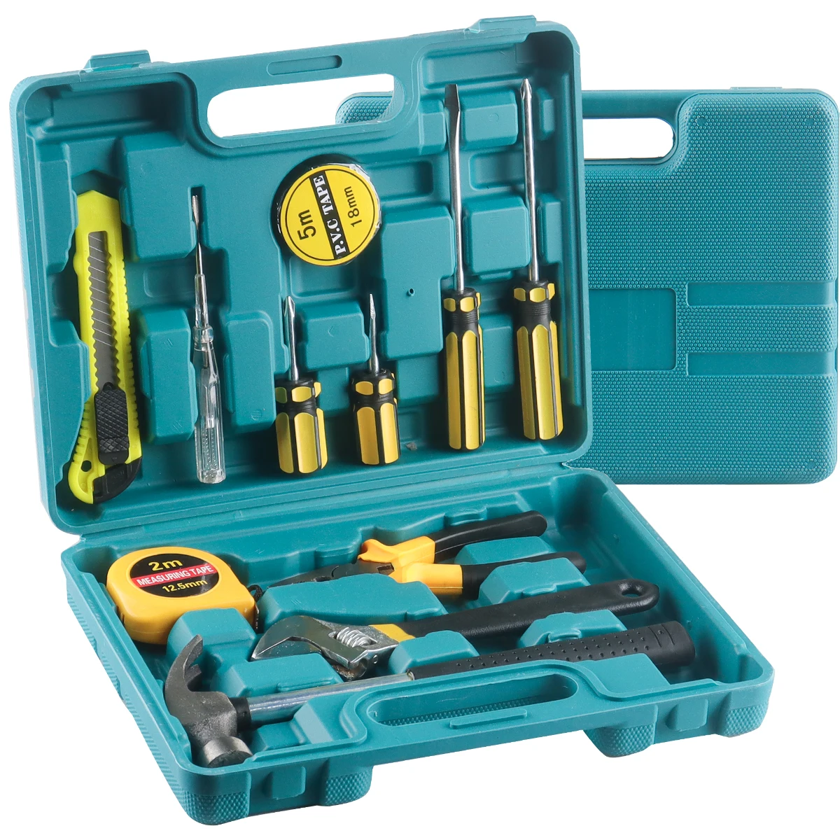Ensemble d'outils 8/9/12/13 pièces, Kit d'outils manuels de maintien général pour la maison avec boîte à outils en plastique, mallette de rangement utilisée pour la réparation automobile et la