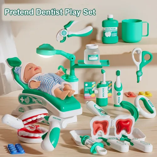 Zahn ärztliche frühe Bildung Bürsten Spielzeug Zahnarzt Kit für Kinder Simulation Zahnarzt Spielset