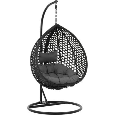 Outdoor-Hängesessel mit Gestell Hängesessel Garten faltbar schwarz/grau 150 kg Image