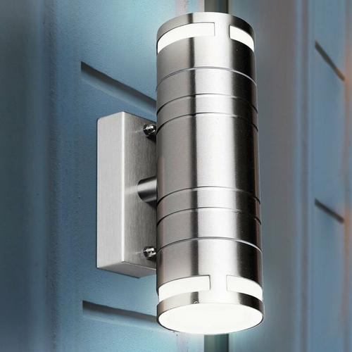 Außen Leuchte Fassaden Wand Lampe Edelstahl Up Down Garten Spot im Set inkl. led Leuchtmittel