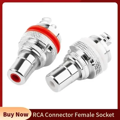 RCA Connector Female Socket Chassis Panel Mount Speaker Terminal Connectors Bright Dumb Rhodium