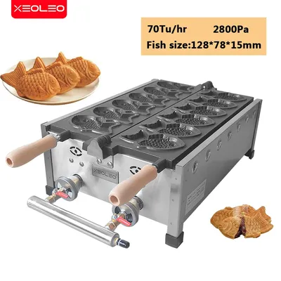 XEOLEO Fish Shape Waffle Maker Taiyaki Machine LPG Gas Waffle Cone Maker 6 Model Non Stick Dessert
