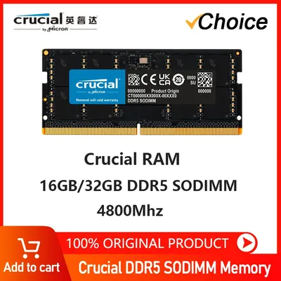 Crucial Laptop RAM Memory DDR5 8GB 16GB 32GB 4800MHz 5600MHz 1.1V CL40 262-Pin For Notebook Module