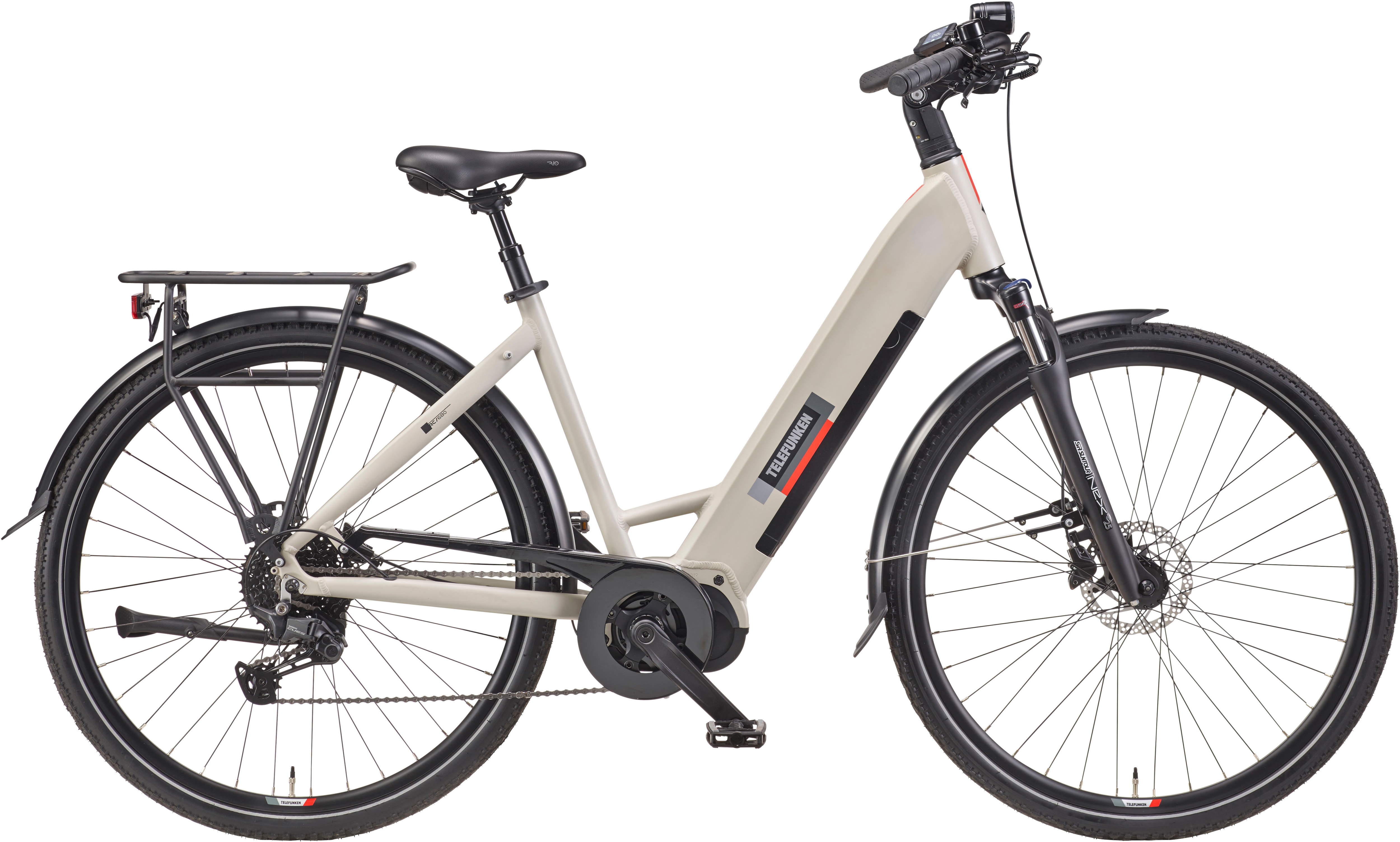 E-Bike TELEFUNKEN "Multitalent RC680" Gr. 49, grau (grau, schwarz), Elektrofahrräder, 49cm, 28 Zoll (71,12cm), Pedelec, Elektrofahrrad für Damen u. Herren Image