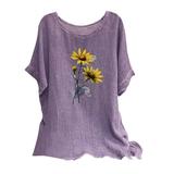 gbyLJF Women Compression Shirts Womens V-Neck T-Shirts Dressy Short Sleeve Tops for Women Chiffon Tunic Purple L