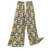 GYUJNB Yoga Pants for Women Women s New Printed Summer Large Size Loose Breathable Casual Wide Leg Pants Artificial Cotton High Waist Pants Cotton Silk Pajama Pants Womens Golf Pants Beige One Size