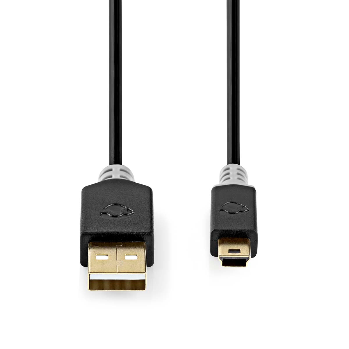 Nedis USB-Kabel - USB 2.0 - USB-A Stecker - USB Mini-B 5 pin Stecker - 480 Mbps - Vergoldet - 2.00 m - Rund - PVC - Anthrazit - Verpackung mit Sichtfenster Image