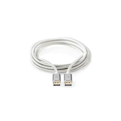 Nedis DisplayPort Cable - DisplayPort Male - DisplayPort Male - 8K@60Hz - Gold Plated - 2.00 m - Round - Braided - Silve