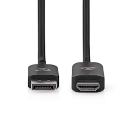Nedis Displayport-Adapter - DisplayPort Stecker - HDMI Stecker - 8K@30Hz - Vernickelt - Gerade - 1.80 m - Rund - TPE - Schwarz - Box Image