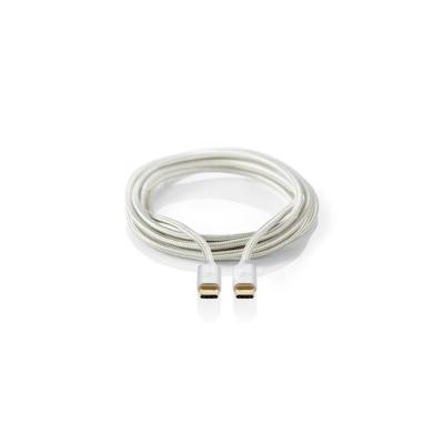 Nedis USB Cable - USB 2.0 - USB-C Male - USB-C Male - 100 W - 480 Mbps - Gold Plated - 1.00 m - Round - Braided / Nylon 