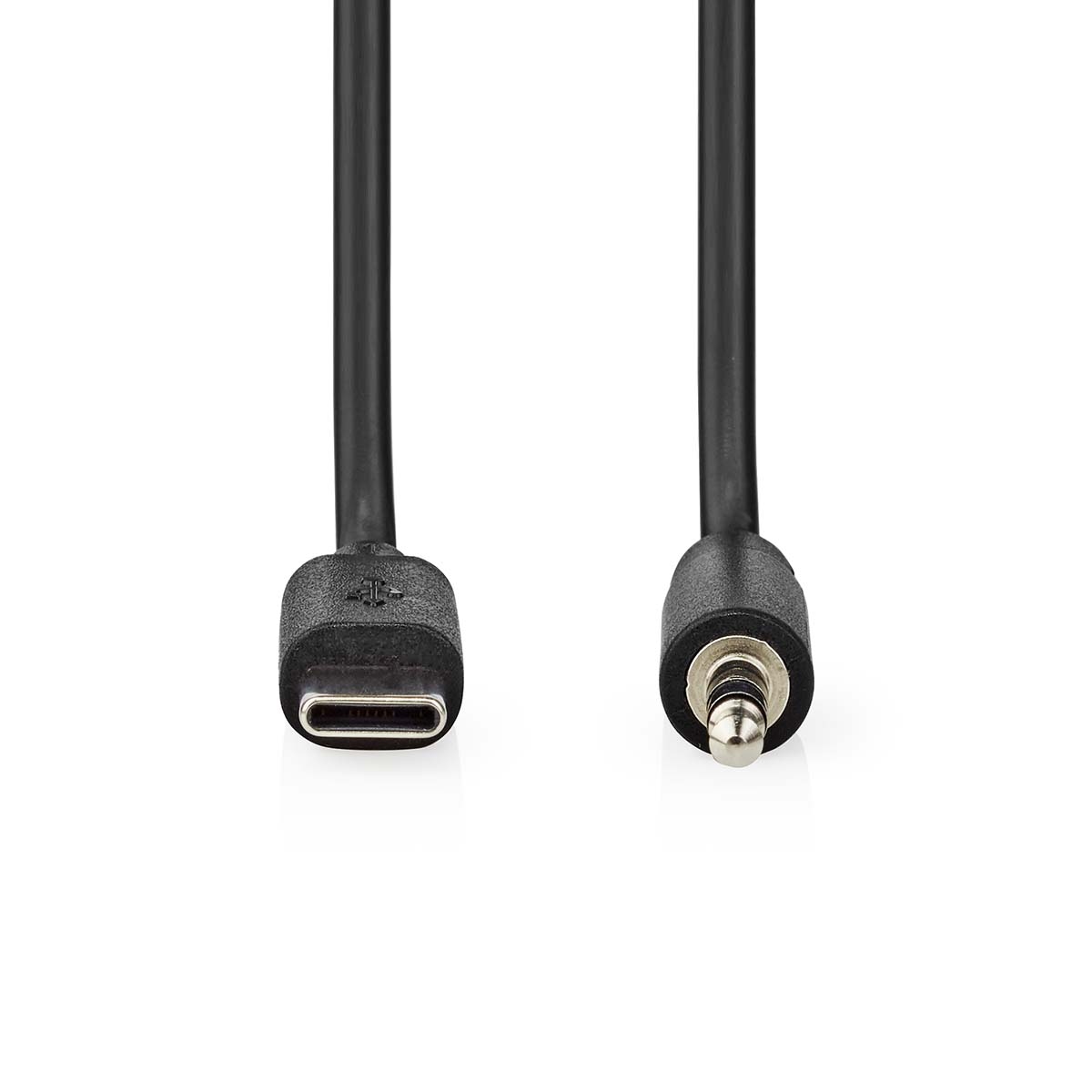 Nedis USB-C Adapter - USB 2.0 - USB-C Stecker - 3.5 mm Stecker - 1.00 m - Rund - Vernickelt - Schwarz - Label Image