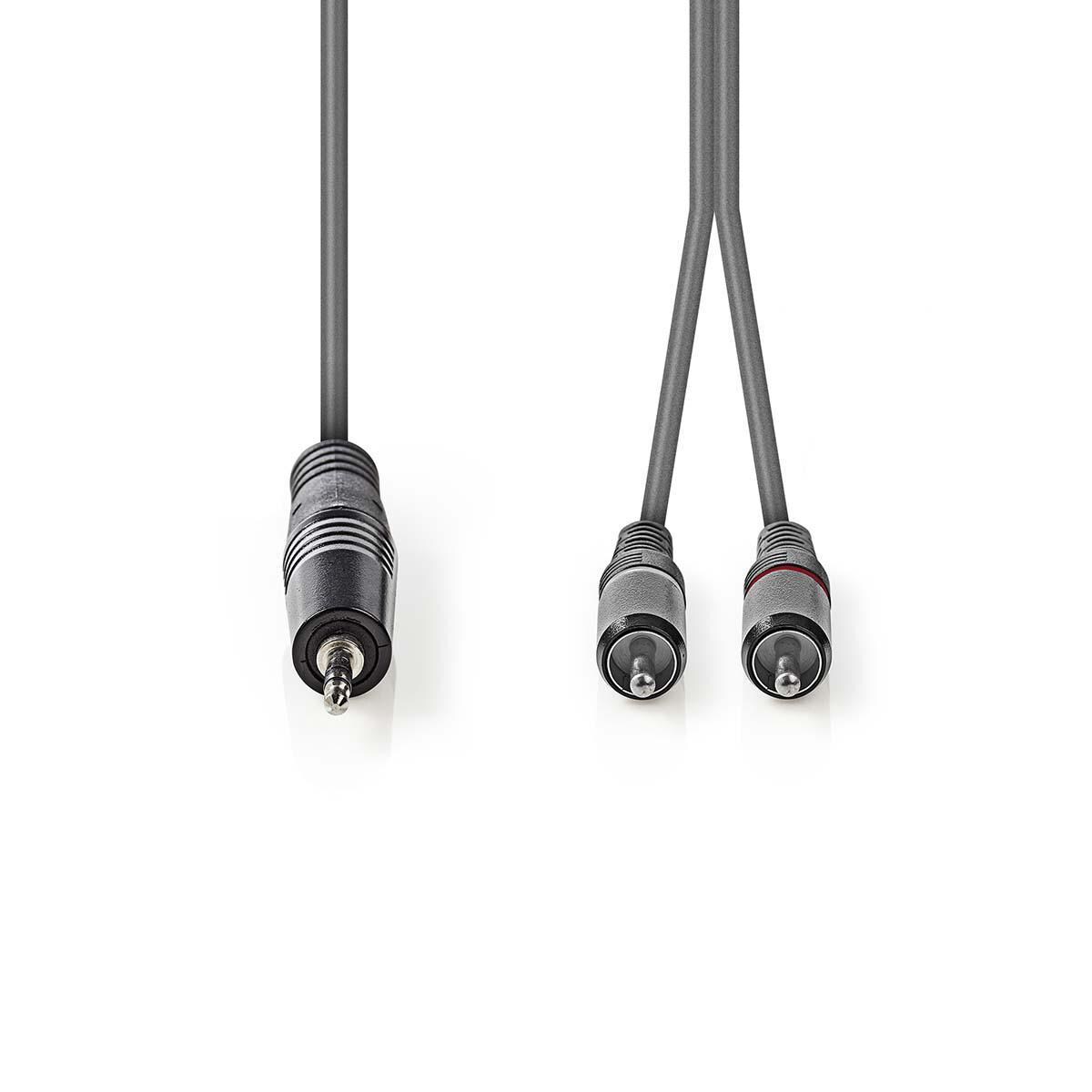 Nedis Stereo-Audiokabel - 3.5 mm Stecker - 2x RCA Stecker - Vernickelt - 1.50 m - Rund - Dunkelgrau - Kartonhülle Image