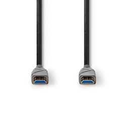 Nedis Active Optical High Speed HDMI Cable with Ethernet - HDMI Connector - HDMI Connector - 4K@60Hz - 18 Gbps - 30.0 m - Round - PVC - Black - Gift Box Image