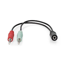 Nedis Stereo-Audiokabel - 3.5 mm Buchse - 2x 3.5 mm Stecker - Vernickelt - 0.20 m - Rund - Schwarz - Box Image