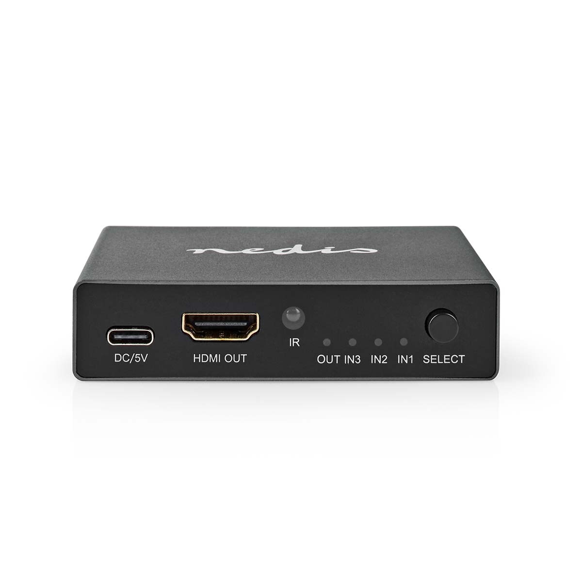 Nedis HDMI Schalter - 3-Port port(s) - 3x HDMI Input - 1x HDMI Output - 8K@60Hz - 45 Gbps - ferngesteuert - Aluminium - Anthrazit Image