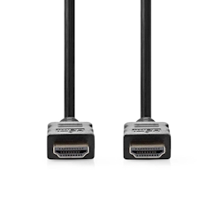 Nedis High Speed HDMI Kabel mit Ethernet - HDMI Stecker - HDMI Stecker - 4K@30Hz - ARC - 10.2 Gbps - 30.0 m - Rund - PVC - Schwarz - Label Image