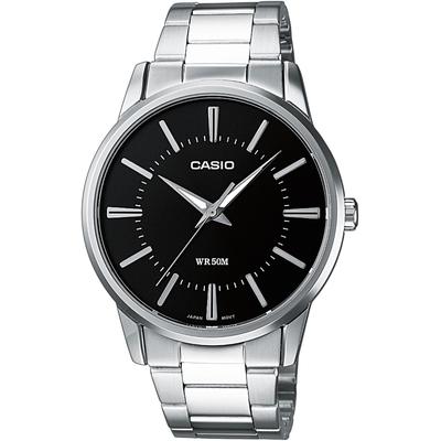 Quarzuhr, silber (edelstahlfarben, schwarz), CASIO TIMELESS COLLECTION, Armbanduhren, Damen, Armbanduhr, Herrenuhr, Damenuhr, analog, Neo-Display, Edelstahlarmband Image