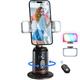 Auto Face Tracking Phone Holder, No App,360° Rotation Face Body Phone Tripod Smart Shooting Camera Mount with Rechargeable Remote and Light for Live Vlog Streaming Video, Rechargeable Battery