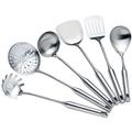 Kitchen Utensils Set Stainless Steel Metal Cooking Utensil Set 6 Pcs-Wok Spatula, Soup Ladle, Skimmer Slotted Spoon, Pasta Spoon, Serving Spoon, Slotted Spatula Tunner
