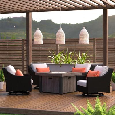 Deco 5 Piece Sunbrella Outdoor Patio Motion Fire Chat Set - 42"W x 42"D x 25"H