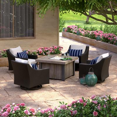 Deco 5 Piece Sunbrella Outdoor Patio Motion Fire Chat Set - 42"W x 42"D x 25"H