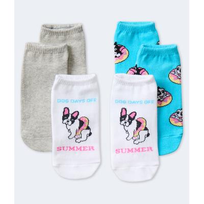 Aeropostale Womens' Donut Dog Ankle Sock 3-Pack - White - Size ONE SIZE - Cotton