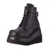 Luxus Marke Frauen High Heels Punk Gothic Weibliche Motorrad Stiefel Plattform Frauen Stiefel Mode Keile Stiefeletten Große Größe 36-42