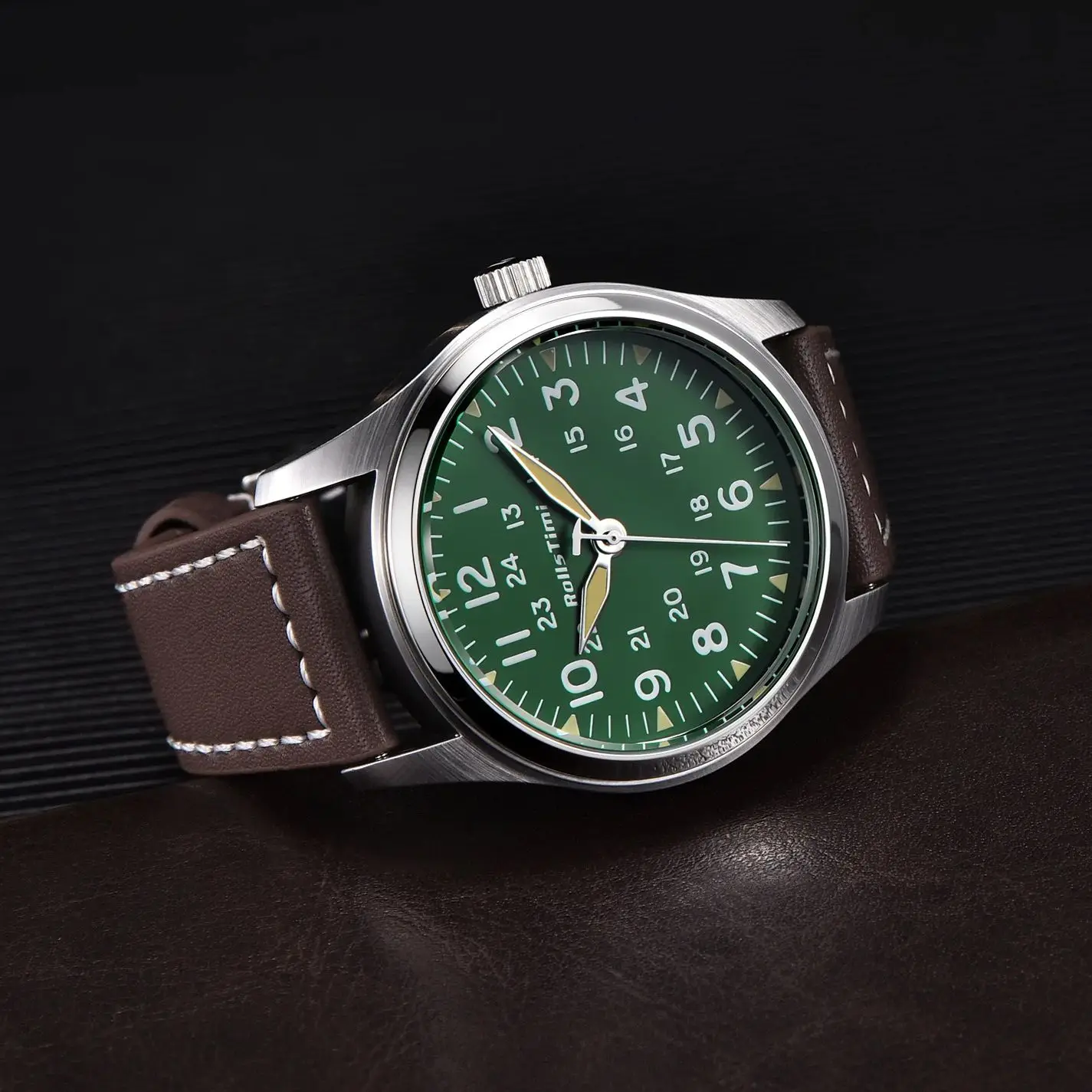 2025 neue Rollstimi Retro piloten Uhr Top Luxus Quarzuhr Für Männer Leder Wasserdicht Leucht Multifunktionale Armbanduhr Männer Image