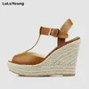 30-43 Sommer Frauen offene Zehen Schuhe Prinzessin T Riemen Schnalle Keil High Heel Sandalen Größe