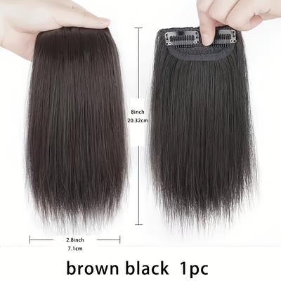Thick Hair Piece Clip In Hair Extensions Adding Hair Volume Fluffy Invisible Hairpin Hairpiece Synthetic Hair Short Straight Hair Piece For Thinning Hair