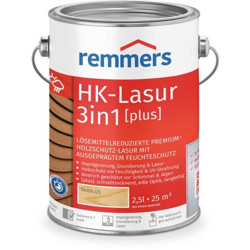 Remmers - HK-Lasur 3in1 [plus] farblos, matt, 2,5 Liter, Holzlasur, Premium Holzlasur außen, 3fach