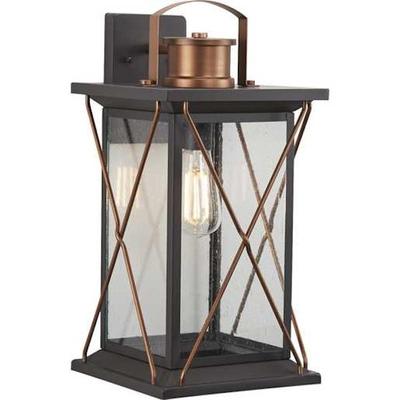 Progress Lighting 238859 - 1 Light Antique Bronze with Clear Seeded Glass Large Wall Light Fixture (ANTIQUE BRONZE ONE-LIGHT LARGE WALL LANTERN CLEAR SEEDED GLASS SHADE (P5601)