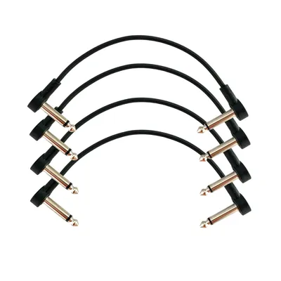 Anti-Noise Electric Guitar Pedal Audio Cable 4 Inch 10 cm 1/4 Right Angle Pedal Connectors Kit 4 Pcs