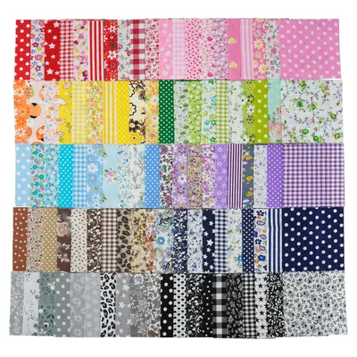 100PCS 25x25cm/10x10cm Squares Cotton Craft Floral Fabric Cloths for DIY Bundle Patchwork Quilting