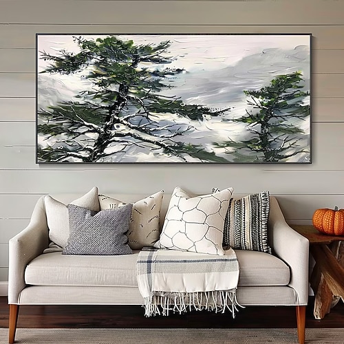 Mintura handgefertigte Ölgemälde mit Alpenlandschaft auf Leinwand, große Wandkunst, Dekoration, modernes abstraktes Baumlandschaftsbild für die Inneneinrichtung, gerolltes, rahmenloses, ungedehntes Image