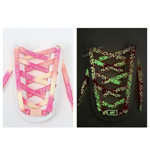 Im Dunkeln leuchtende Schnürsenkel mit Muster für Air Force 1 – leuchtende flache Schnürsenkel für Halloween, Weihnachten, Partys und Streetwear-Anpassung Image