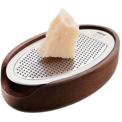 Käsereibe GEFU "PARMEZO", braun (silber, braun), B:9cm L:4,3cm T:15cm, Edelstahl, Holz, Küchenreiben, edler Walnusslook