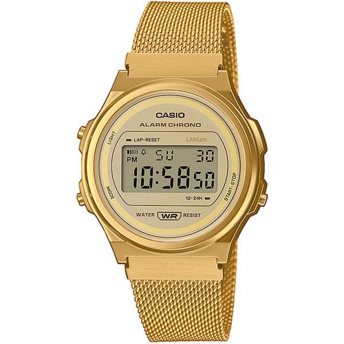 Chronograph CASIO VINTAGE Armbanduhren goldfarben (goldfarben, gelbgoldfarben, grau) Damen Quarzuhr, Armbanduhr, Damen, Herren, digital, retro, Stoppfunktion