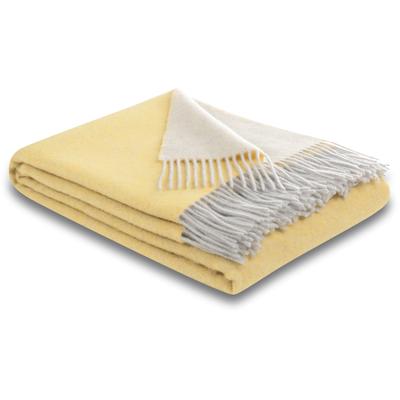 Plaid BIEDERLACK "Cashmere-Plaid", gelb (gelb, creme), B:150cm L:200cm, Wolle, Kaschmir, Wohndecken, Plaid Soft Impression, Biederlack, im Doubleface-Look, Kuscheldecke Image
