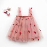 naisibaby Toddler Girls Summer Sleeveless Tank Dress Strap Flowers Printed Lace Sundress Watermelon Red Size 2 Years