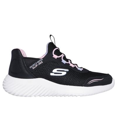 Skechers Girl's Slip-ins: Bounder - Simple Cute Sneaker | Size 1.5 | Black | Synthetic/Textile | Machine Washable