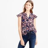 J. Crew Tops | J.Crew Silk Sz 10p Womens Blouse Flutter Sleeve Pink/Blue/Black Floral Hibiscus | Color: Blue/Pink | Size: Mp