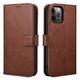HBYLEE Mobile Phone Case for iPhone 12/12 Pro/12 Pro Max, PU Leather Flip Wallet Mobile Phone Case with Card Slots and Stand Function, Magnetic Mobile Phone Case, Soft Silicone Case, Brown, 12pro 6.1