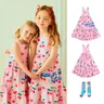 BEBEBEBE Girls' Dress 2024 Summer Girls versione coreana Cherry Print halter dress for kids Seaside