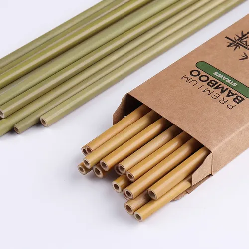 Bambus Stroh 12 teile/schachtel Eine Bürste Trinken Bambus Strohhalme 20cm