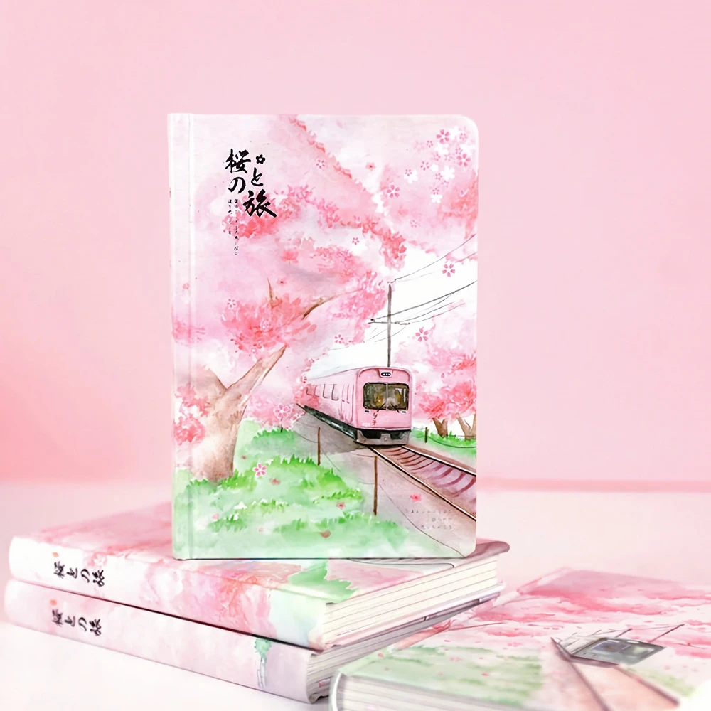 Sakura Cherry Blossom B6 Hardcover-Notizbuch im koreanischen Stil – wunderschöne Blumenhintergründe – für Journaling, Scrapbooking und mehr Image