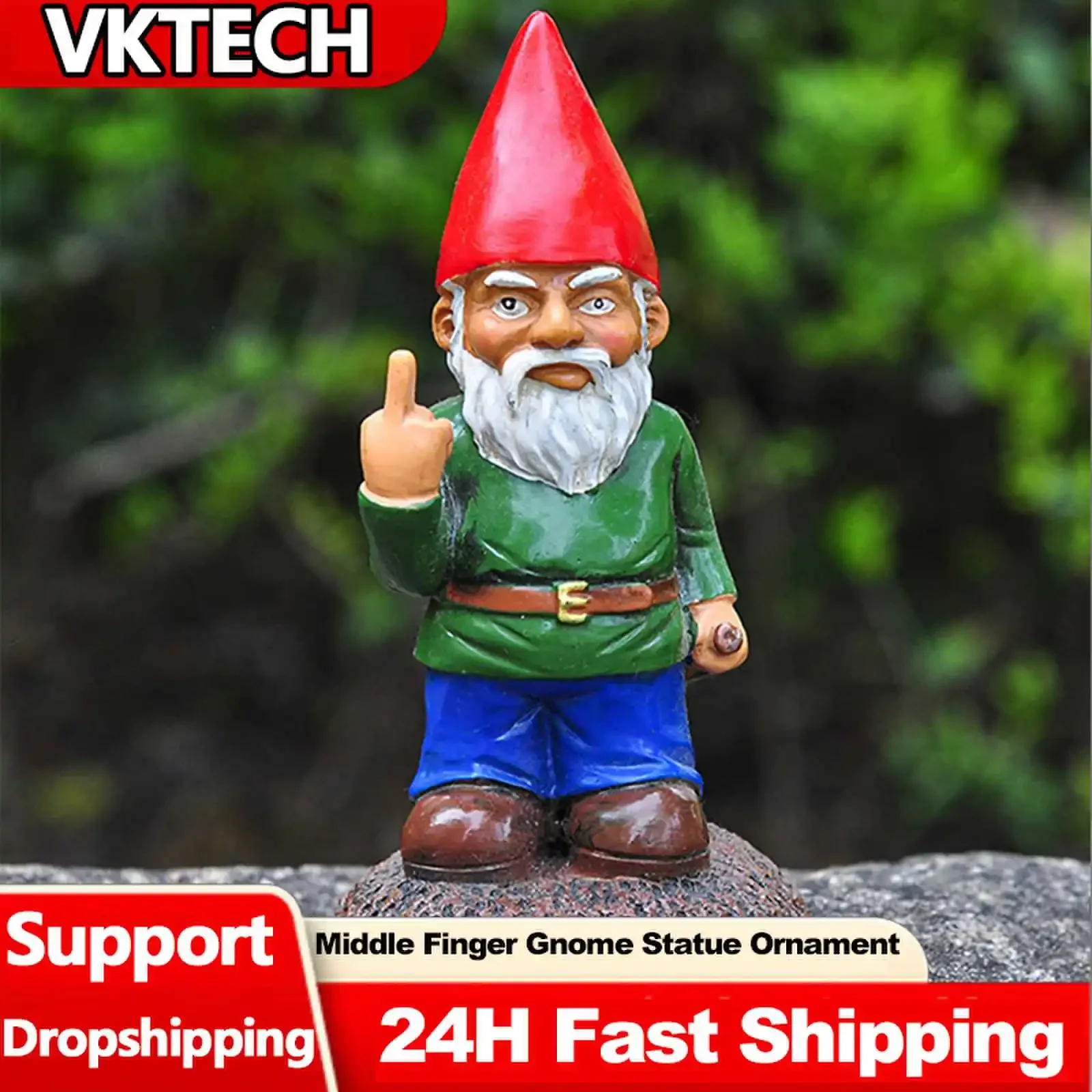 Statue de Gnome ivre de jardin drôle, doigt du milieu, barbe blanche, ornement nain, artisanat d'extérieur en résine, ornement pour décoration de jardin