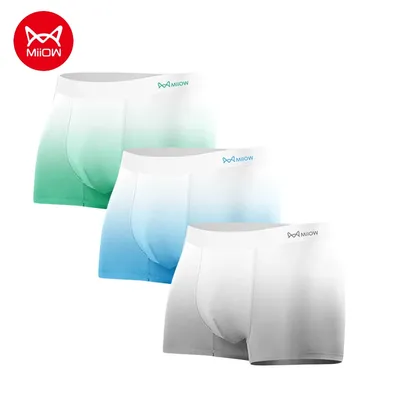 Miiow 3 stücke Eis Seide Männer Unterwäsche Boxershorts atmungsaktive nahtlose Farbverlauf Farbe Image