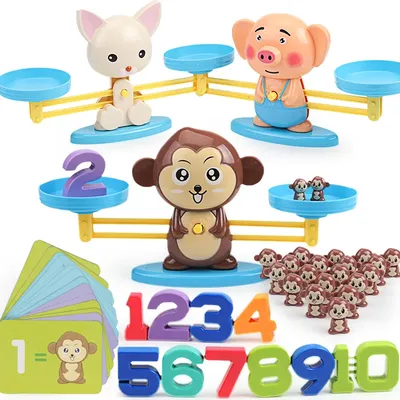 Neue montessori mathe spielzeug affe digitale mathematik waage spielzeug pädagogische ausgleichs Image