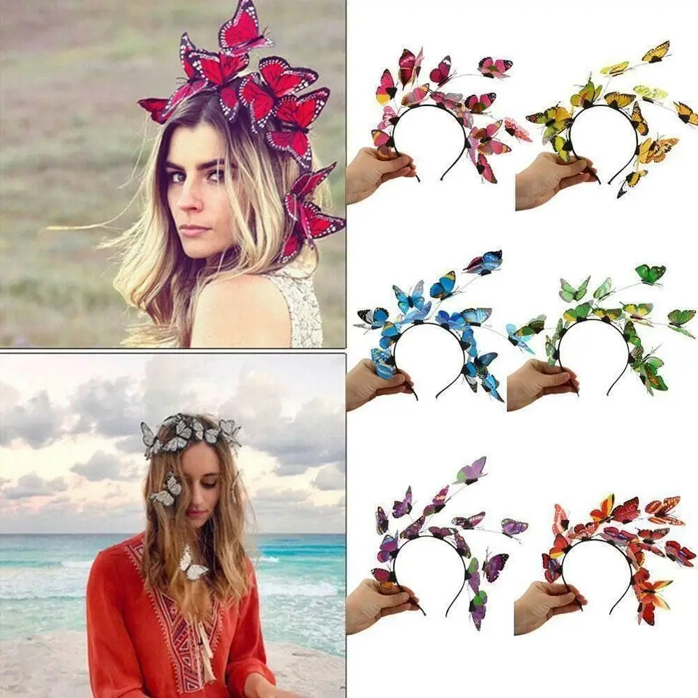 Super Fee Schönheit Blume Girlande Haar bänder Hochzeit Schmetterling Schmuck Stirnbänder Schmetterling Stirnband Kranz Requisite Image